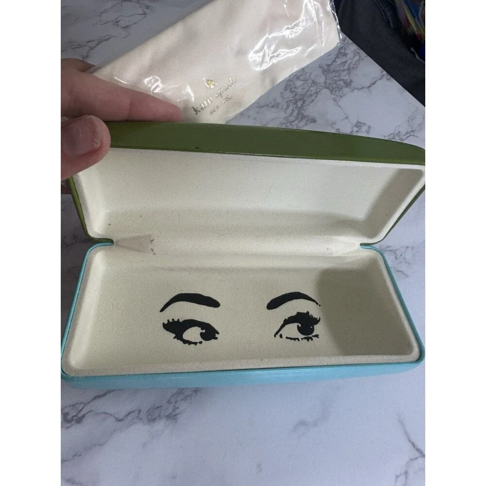 kate spade new york Hard Case for Glasses/Sunglasses Green/Blue Eyes Theme